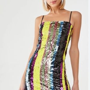 Multicolored Strapless Sequence Dress